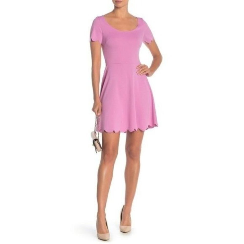Vanity Room Scalloped Fit & Flare Dress Pink